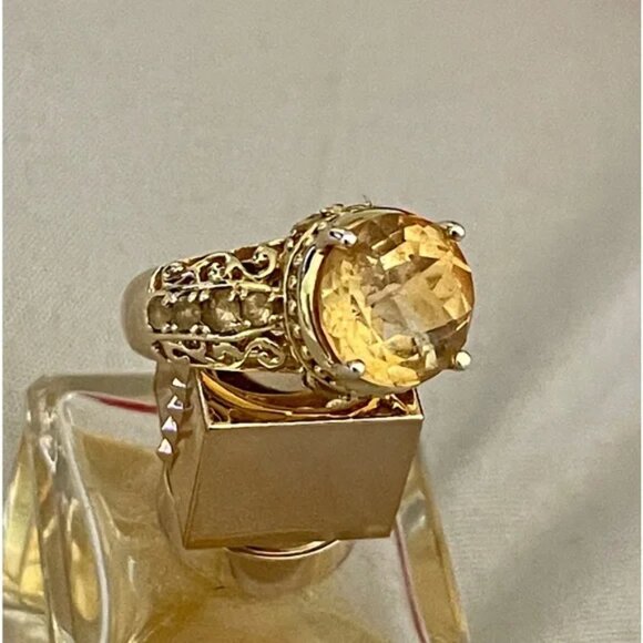 π Citrine Ring | Size 7 | 14K Gold Over Sterling Silver π - Picture 4 of 6
